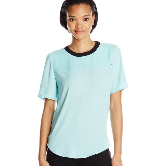BCBGeneration teal blue yoke overlay blouse - Picture 8 of 8